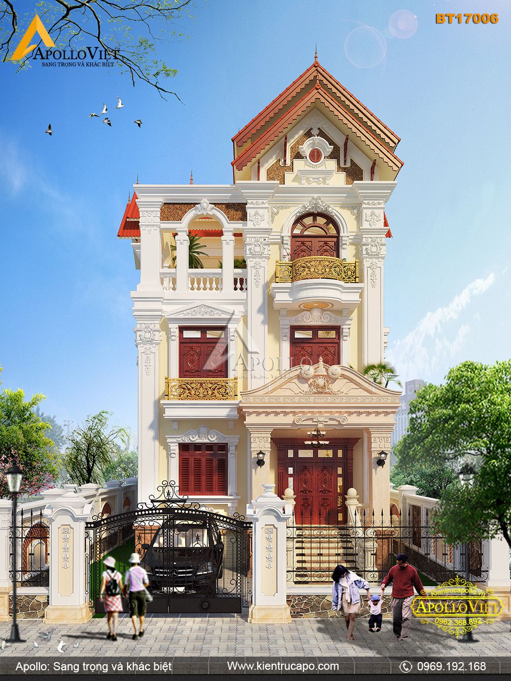 Mẫu biệt thự tân cổ điển hoành tráng cho gia chủ (BT17006)